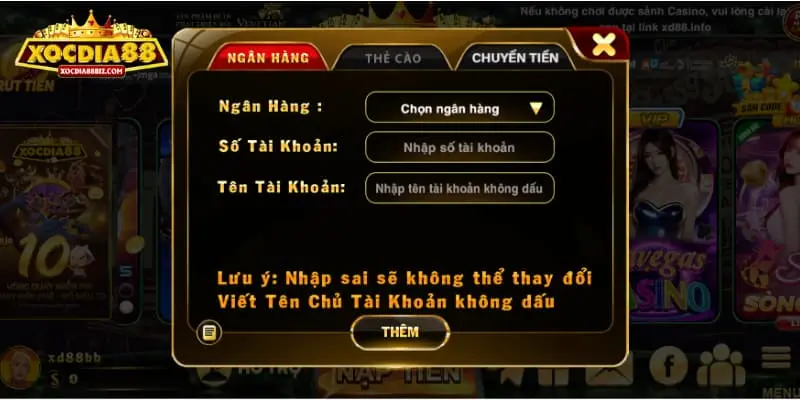 XOCDIA88 có nhiều phương thức rút tiền